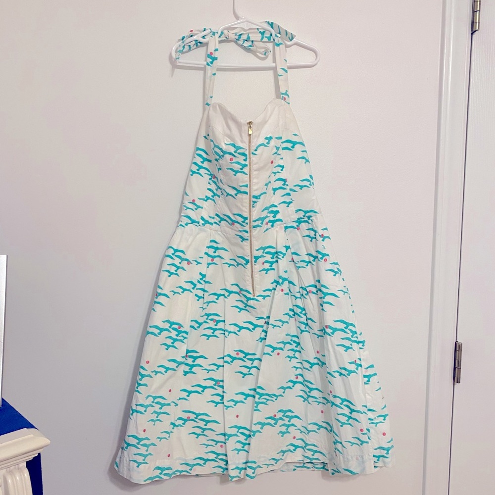 Lilly Pulitzer Marisa Flock of Seagulls Placed Print Halter Dress
